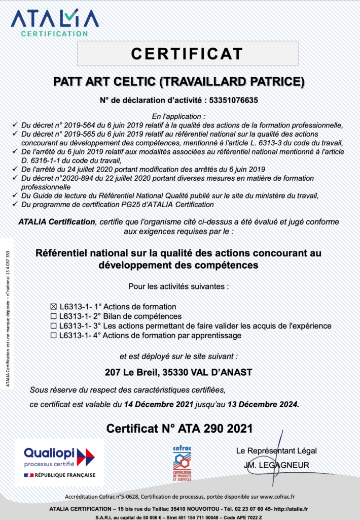 PG2402 Certificat RNQ_PATT ART CELTIC TRAVAILLARD PATRICE
